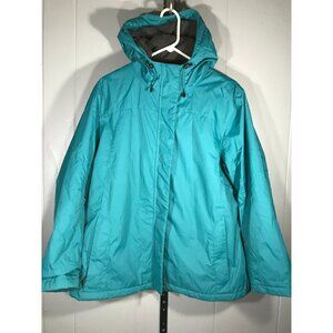 L.L. Bean Jacket Womens XL P Sherpa Fleece Lined Coat Parka Hooded Full Zip Blue